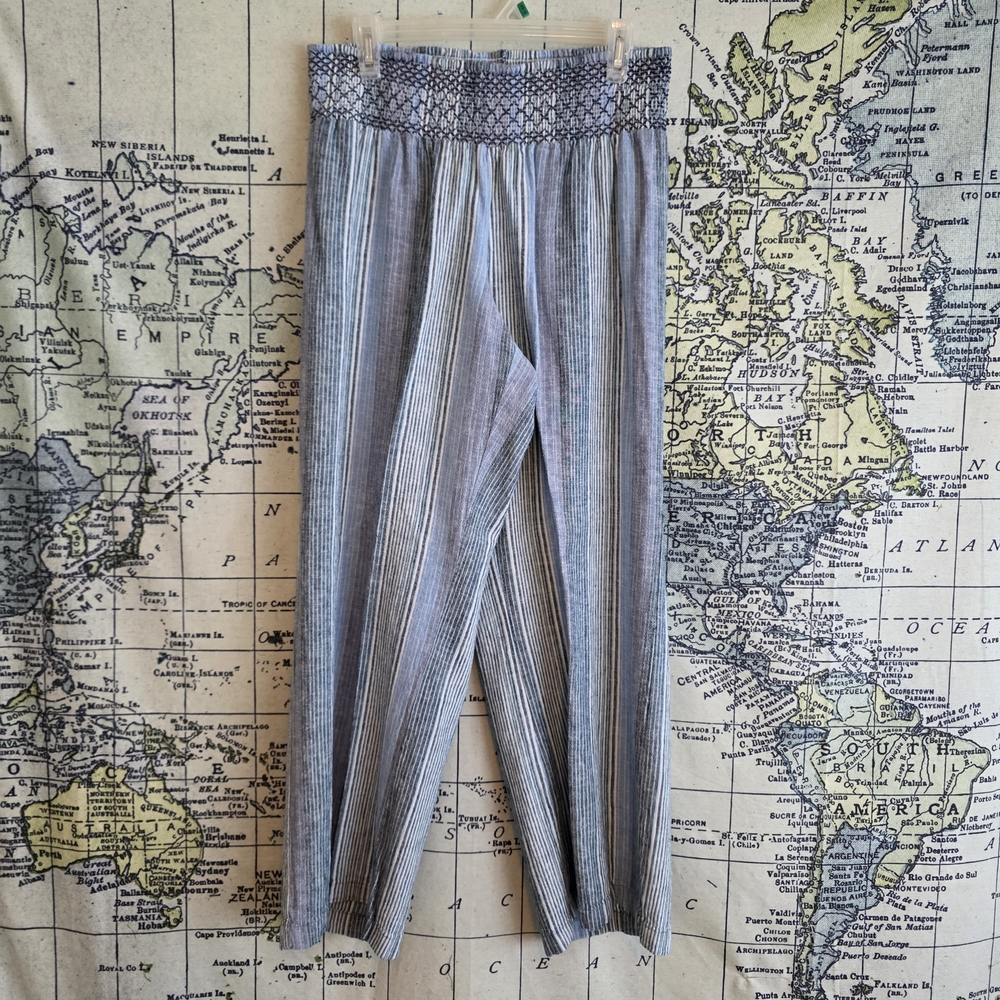 Indigo Rein Blue Striped Wide Leg Pants
